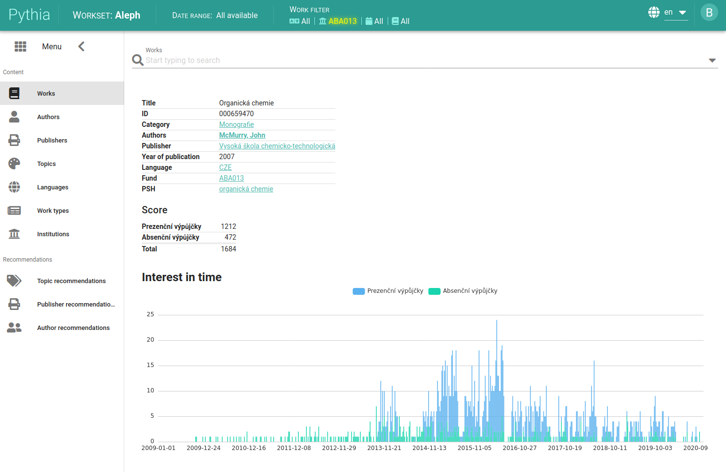 Pythia user interface screenshot